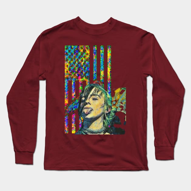 Indian Feather Flag (tongue out) Long Sleeve T-Shirt by PersianFMts